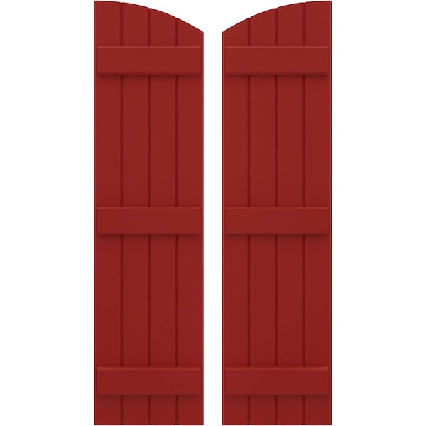 Ekena Millwork Americraft 4-Board (3 Batten) Wood Joined Board-n-Batten Shutters w/Ellipt Top, ARW401BE414X77BRH, PR ARW401BE414X77BRH - main